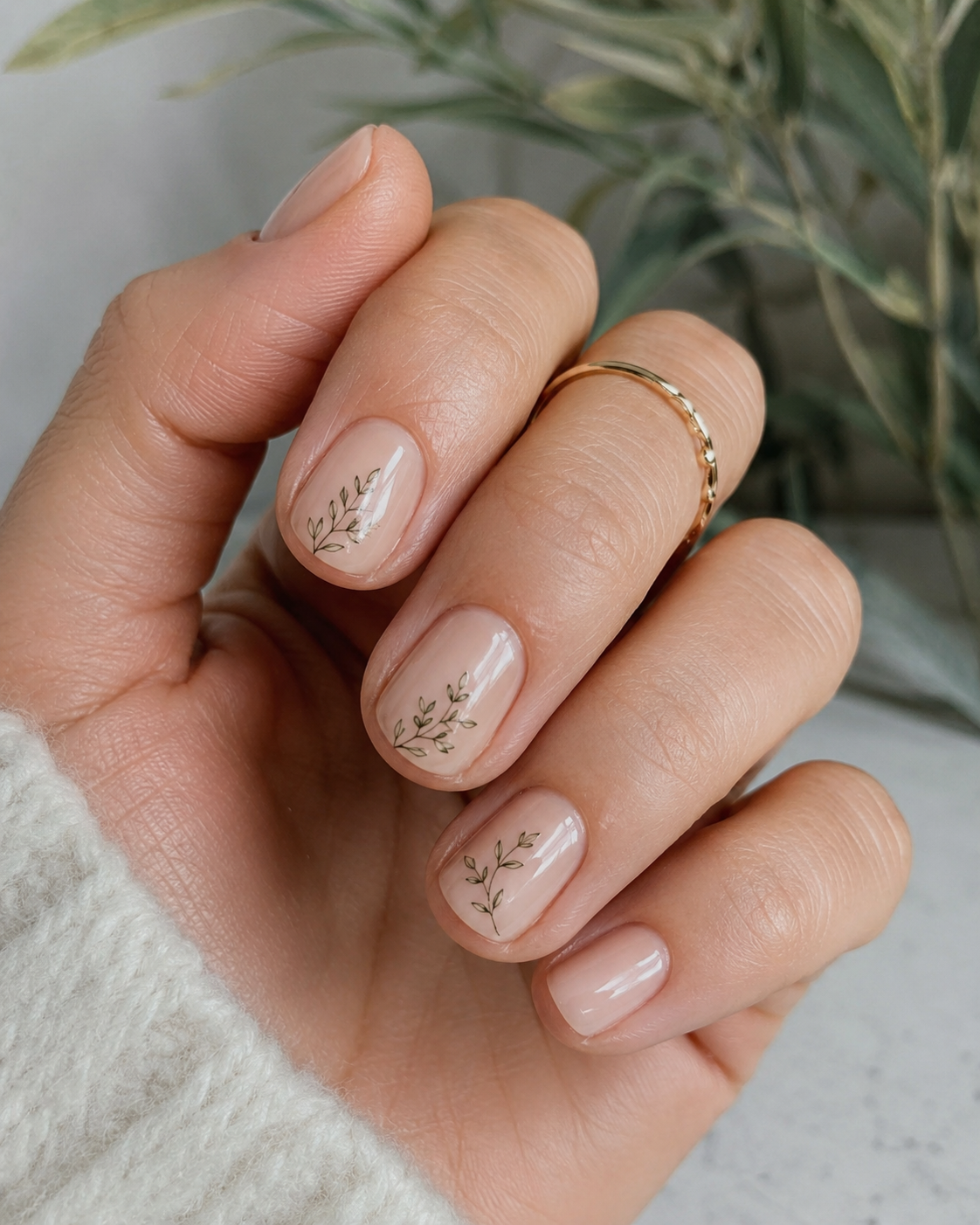 Botanical Line Art Nails